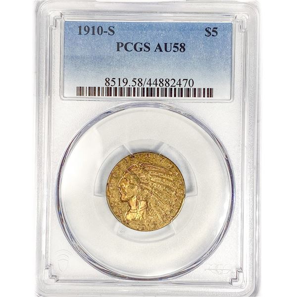 1910-S $5 Gold Half Eagle PCGS AU58