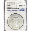 Image 1 : 2017 American Silver Eagle NGC MS70