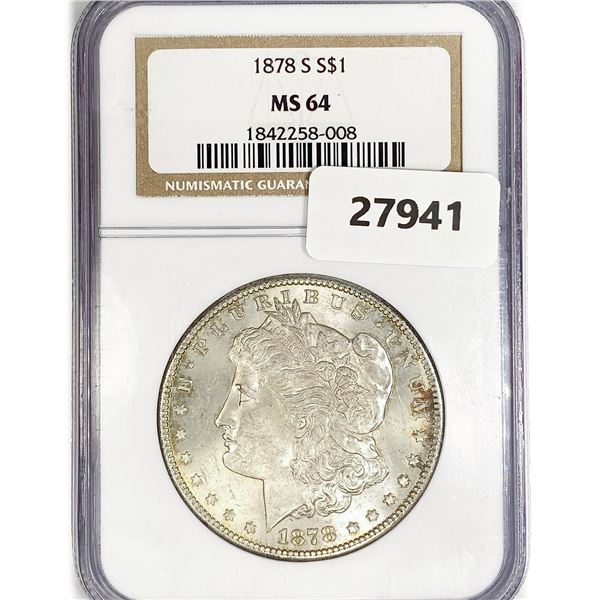 1878-S Morgan Silver Dollar NGC MS64