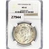 Image 1 : 1937 Canada Silver Dollar NGC MS62