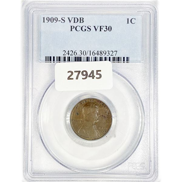 1909-S VDB Wheat Cent PCGS VF30