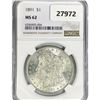Image 1 : 1891 Morgan Silver Dollar NGC MS62