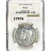 Image 1 : 1951 Canada Silver Dollar NGC PL63