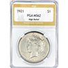 1921 Silver Peace Dollar PGA MS62 High Relief