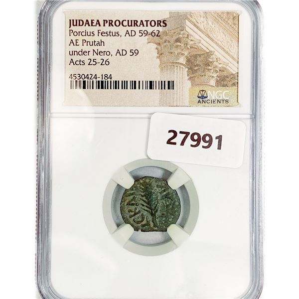 59-62 AD Judaea Prutah NGC