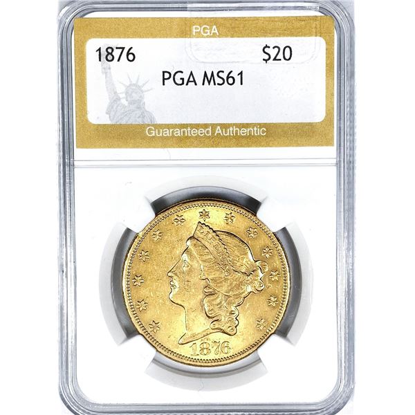 1876 $20 Gold Double Eagle PGA MS61
