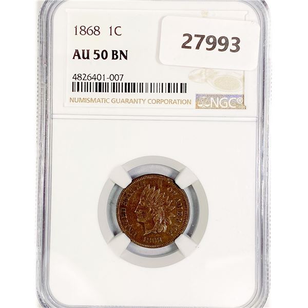 1868 Indian Head Cent NGC AU50 BN