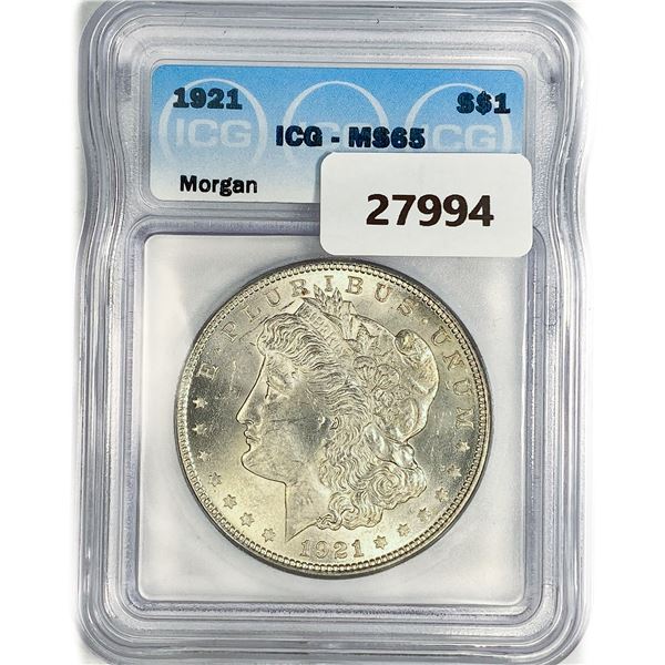 1921 Morgan Silver Dollar ICG MS65