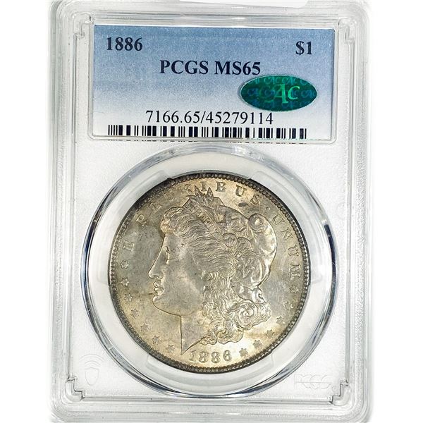 1886 CAC Morgan Silver Dollar PCGS MS65