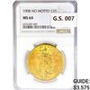 Image 1 : 1908 $20 Gold Double Eagle NGC MS64 No Motto