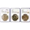 Image 1 : 1974 Set (3) Eisenhower Silver Dollars NGC MS65