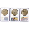 Image 2 : 1974 Set (3) Eisenhower Silver Dollars NGC MS65