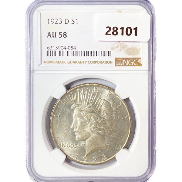 1923-D Silver Peace Dollar NGC AU58