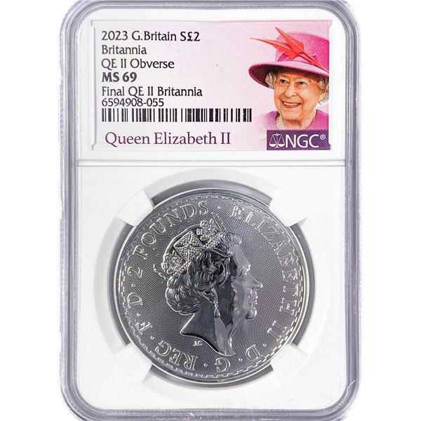 2023 1oz G.B. S2Â£ NGC MS69 Q. Elizabeth II