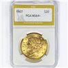1907 $20 Gold Double Eagle PGA MS64+