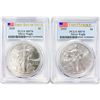 Image 1 : 2020 Set (2) American Silver Eagles PCGS MS70