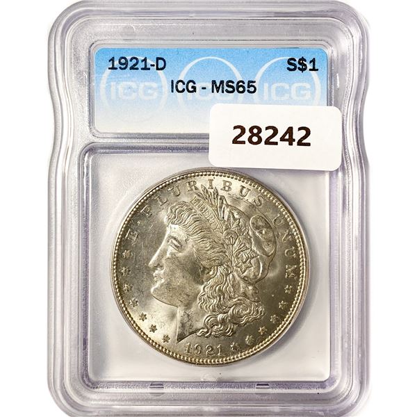 1921-D Morgan Silver Dollar ICG MS65
