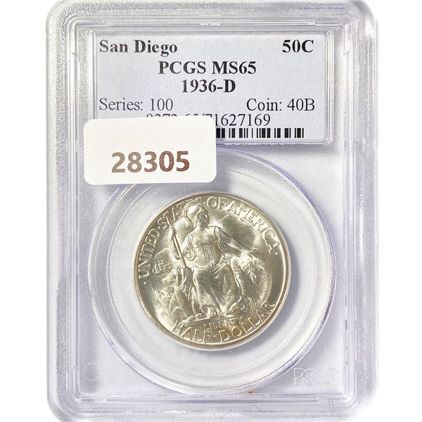 1936-D San Diego Half Dollar PCGS MS65