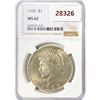 Image 1 : 1935 Silver Peace Dollar NGC MS62