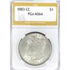 Image 1 : 1883-CC Morgan Silver Dollar PGA MS64