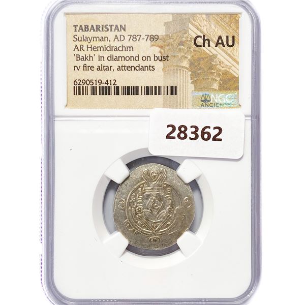 AD 787-789 Tabaristan AR Hemidrachm NGC Ch AU