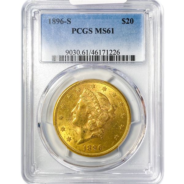 1896-S $20 Gold Double Eagle PCGS MS61