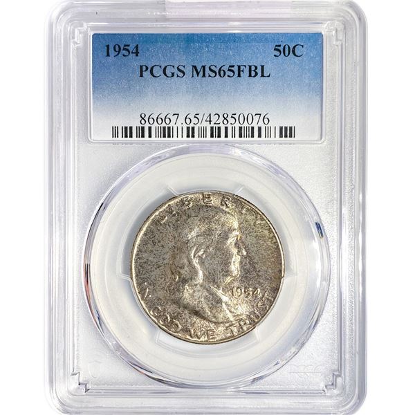 1954 Franklin Half Dollar PCGS MS65 FBL