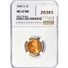 Image 1 : 1945-S Wheat Cent NGC MS67 RD