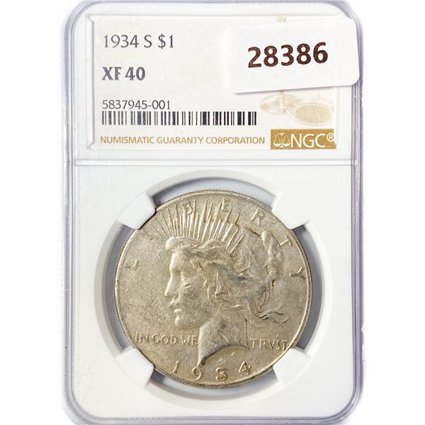 1934-S Silver Peace Dollar NGC XF40