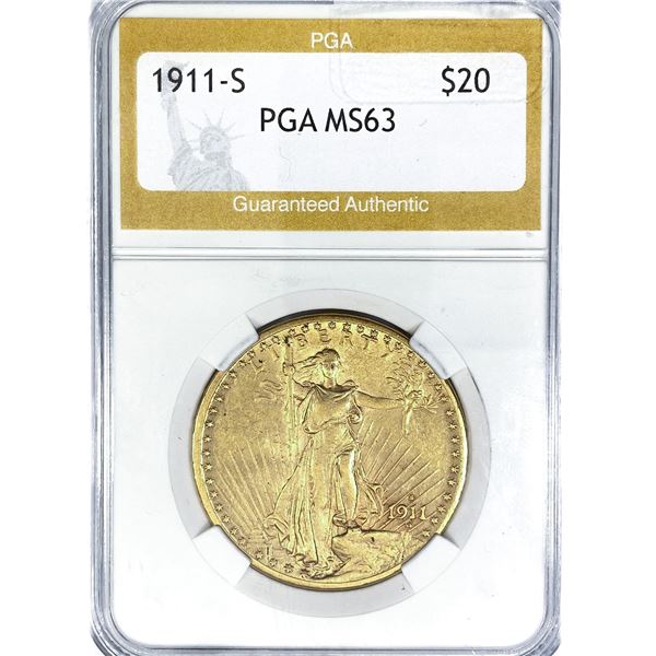 1911-S $20 Gold Double Eagle PGA MS63