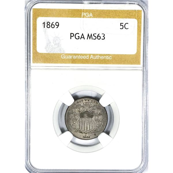 1869 Shield Nickel PGA MS63