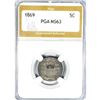 Image 1 : 1869 Shield Nickel PGA MS63