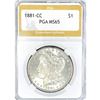 Image 1 : 1881-CC Morgan Silver Dollar PGA MS65