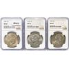 Image 1 : 1974 Set (3) Eisenhower Silver Dollars NGC MS65