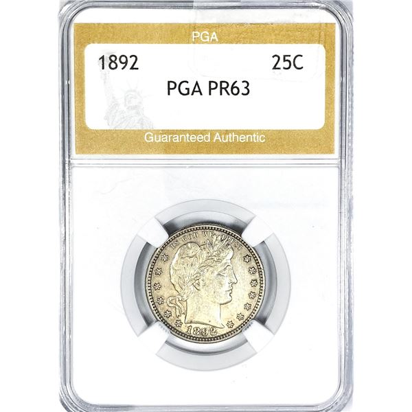 1892 Barber Quarter PGA PR63