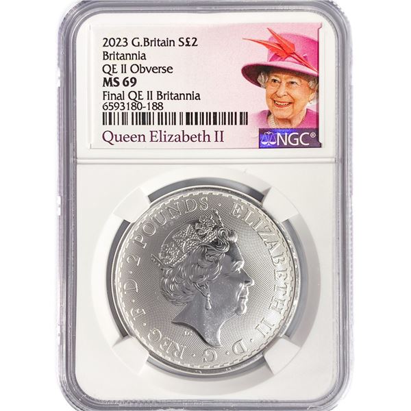 2023 1oz G.B. S2Â£ NGC MS69 Q. Elizabeth II