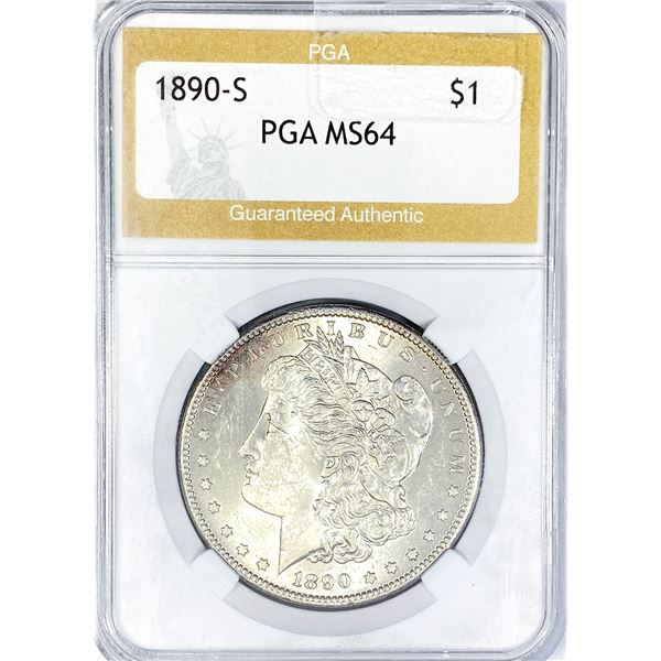 1890-S Morgan Silver Dollar PGA MS64