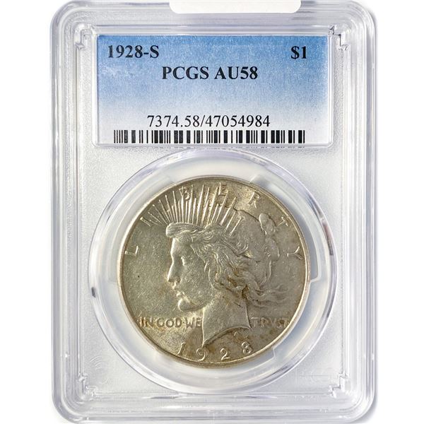1928-S Silver Peace Dollar PCGS AU58