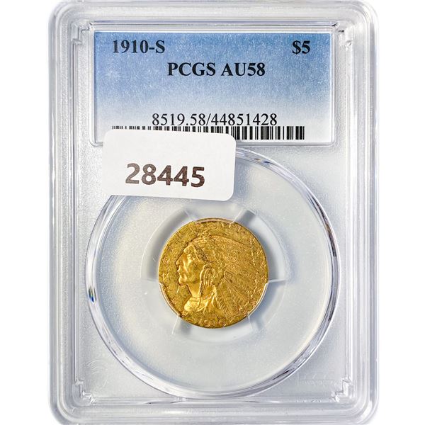 1910-S $5 Gold Half Eagle PCGS AU58