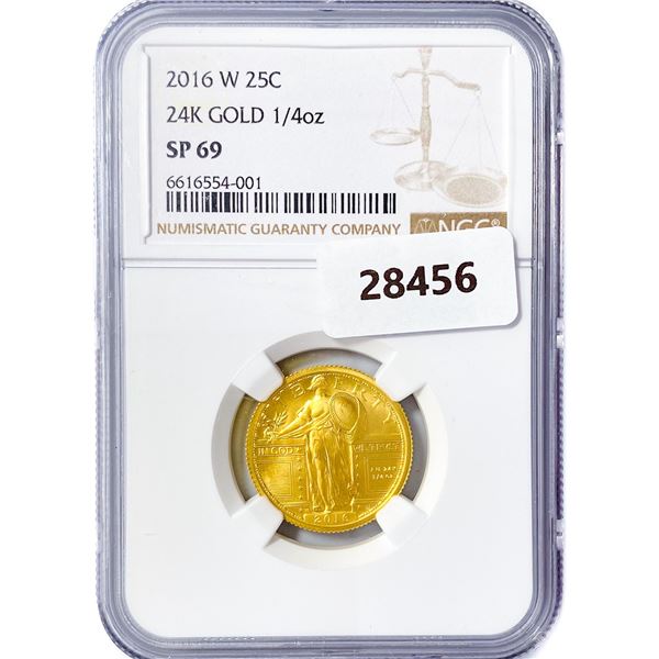 2016-W 25C 24K 1/4oz Standing Lib. Gold NGC SP69