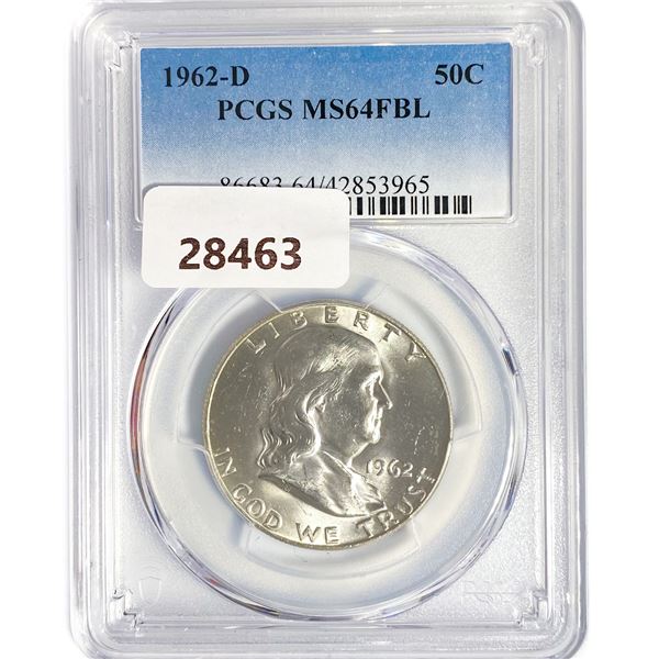 1962-D Franklin Half Dollar PCGS MS64 FBL