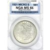 Image 1 : 1921 Morgan Silver Dollar NGA MS66 Micro S
