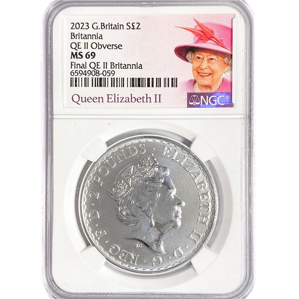 2023 1oz G.B. S2Â£ NGC MS69 Q. Elizabeth II