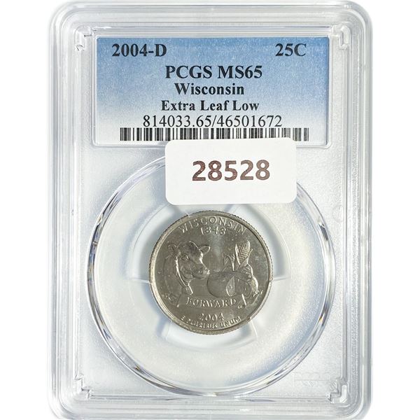 2004-D Wisconsin Quarter PCGS MS65 Xtra Leaf Low