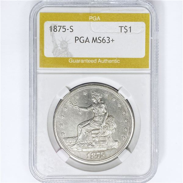 1875-S Silver Trade Dollar PGA MS63+
