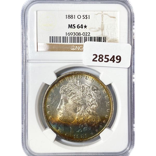 1881-O Morgan Silver Dollar NGC MS64*