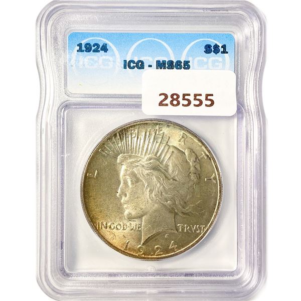 1924 Silver Peace Dollar ICG MS65
