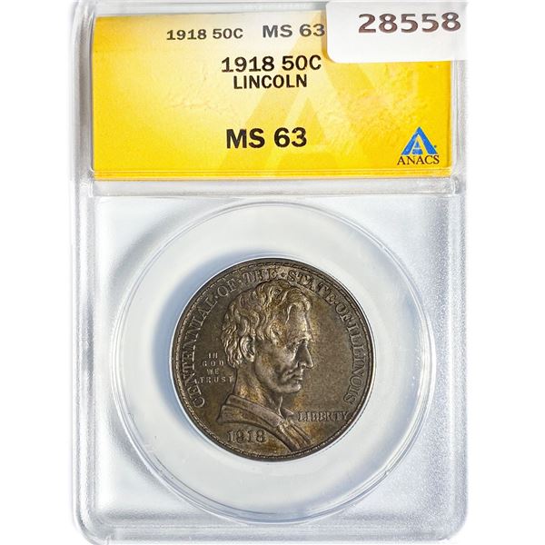 1918 Illinois Half Dollar ANACS MS63