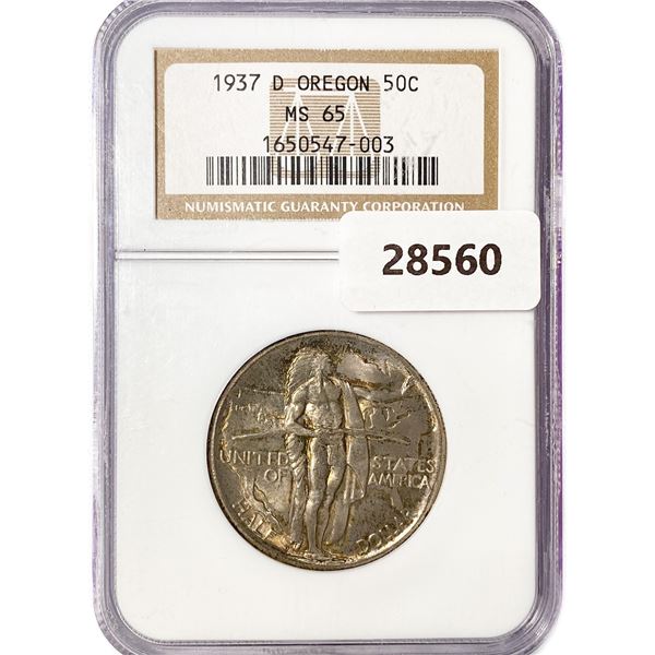 1937-D Oregon Trail Half Dollar NGC MS65