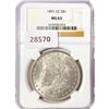 Image 1 : 1891-CC Morgan Silver Dollar NGC MS63